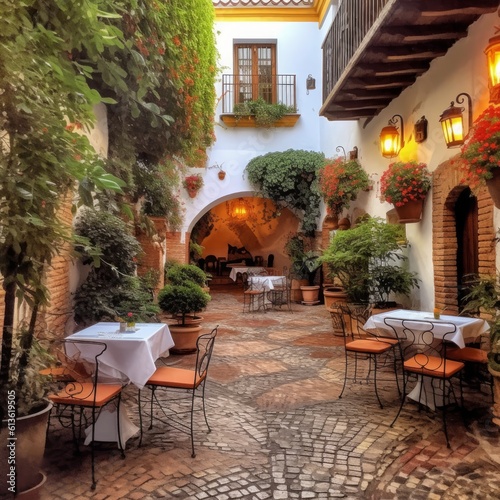 courtyard of a cordovan villa in andalucia, spain