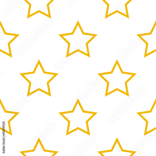 Seamless pattern with contour yellow stars. Star background. For wallpaper, fabric, wrapping paper. Vector illustration. photo