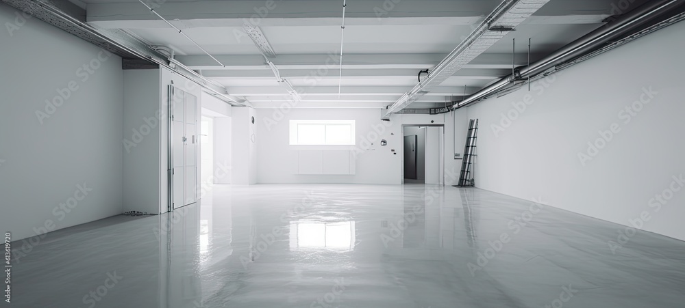 white empty minimalist garage with soft white light. ai generative white empty minimalist garage with soft white light. ai generative