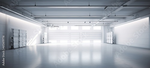 white empty minimalist garage with soft white light. ai generative