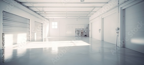 white empty minimalist garage with soft white light. ai generative