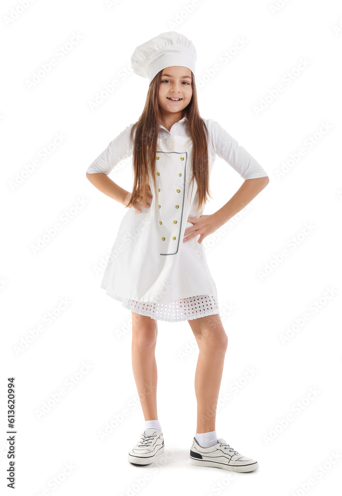 Little baker in uniform on white background Little baker in uniform on white background