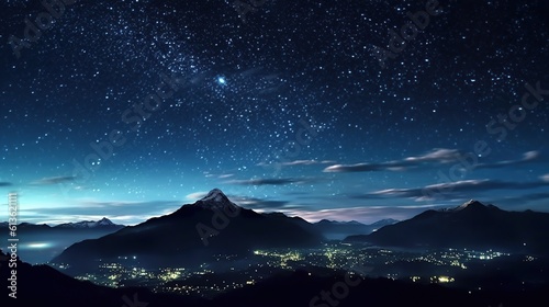Black dark blue night sky stars A professional photography should use a high - qualityGenerative AI © pector