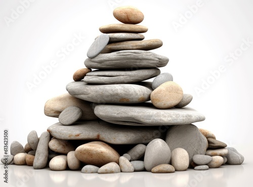 pile of stones isolated on white background created with Generative AI technology.