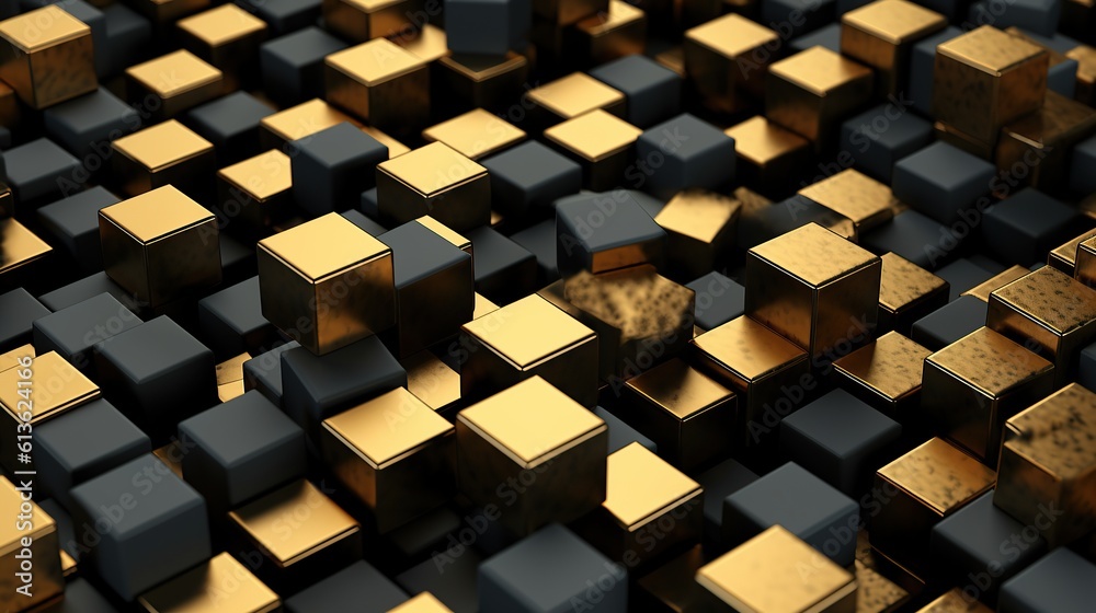 Black gold Photo isometric cubes seamless pattern 3d render cubes ...