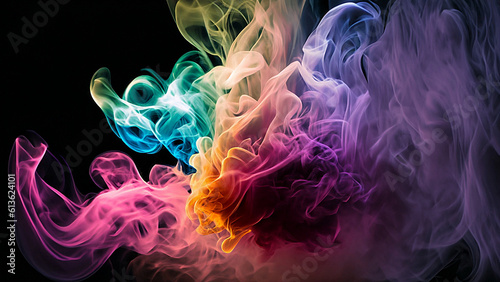 Abstract Colorful Smoke, Rainbow Smoke Pattern, Colored Backdrop, Generative AI