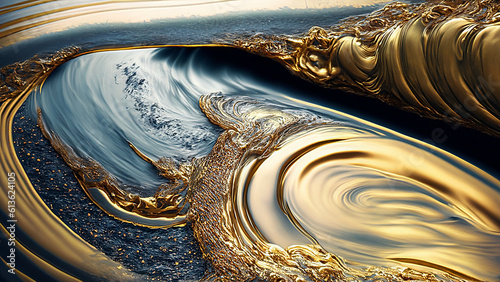 Golden Swirl Design, Marble Design, Beautiful Backgrounds, Generative AI