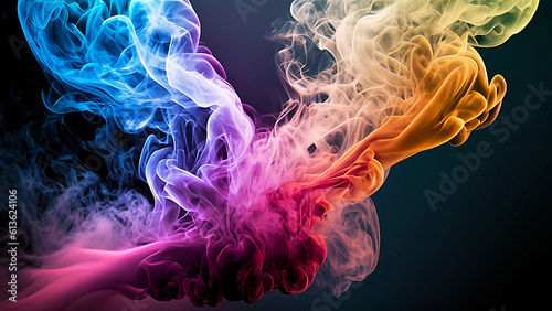 Colorful Smoke Background, Artistic Design, Color with Dark Background, Generative AI