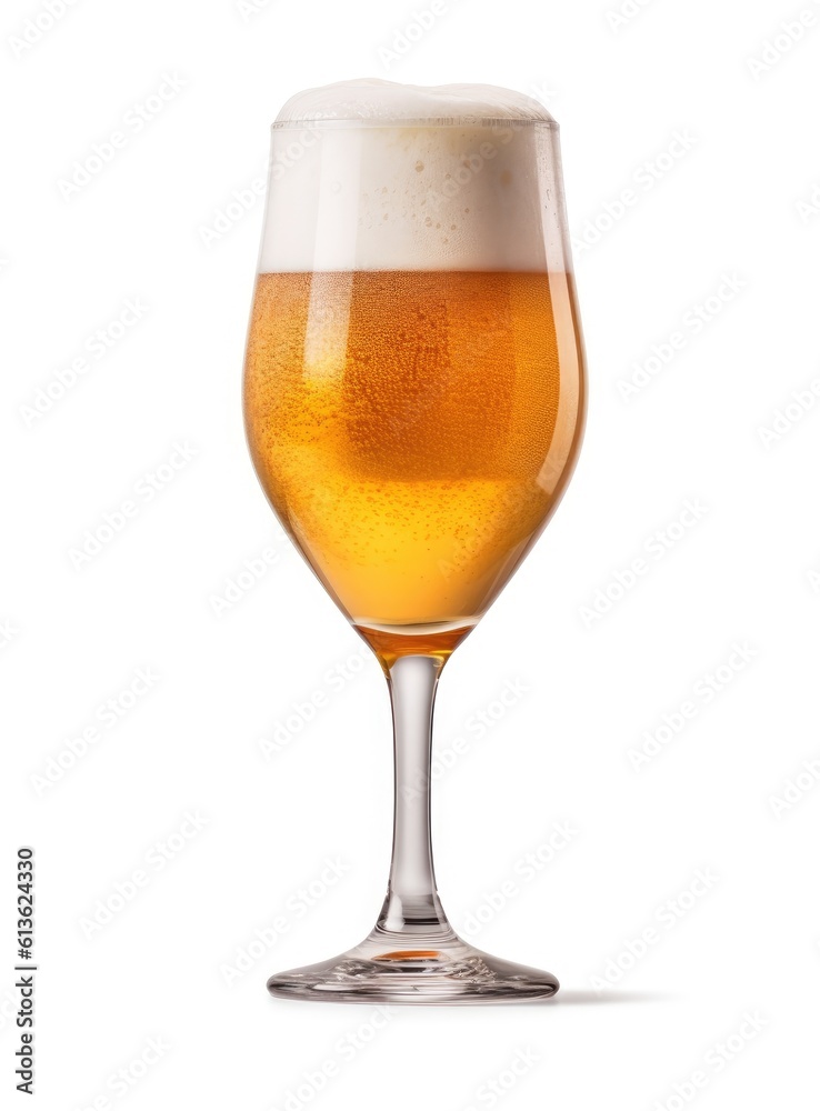 Glass of beer isolated created with Generative AI technology. Glass of beer isolated created with Generative AI technology.