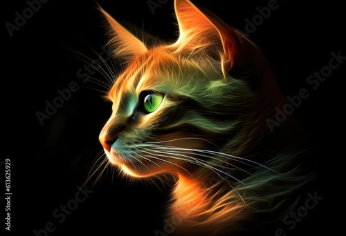 cat on a black background with backlight