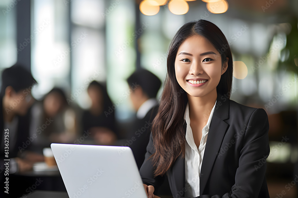 Young asian female IT worker using her laptop Young asian female IT worker using her laptop