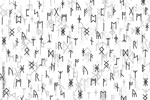 Illustration line of the Rune character pattern on white background.