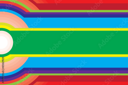 Abstract multicolored semicircle and color bar background.