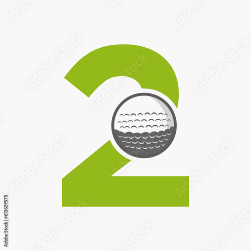 Golf Logo On Letter 2. Initial Hockey Sport Academy Sign, Club Symbol