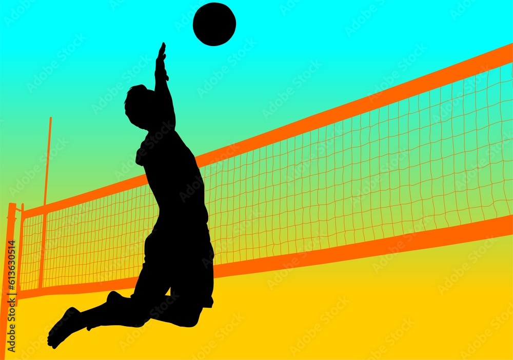 silueta voleibol Stock Illustration | Adobe Stock