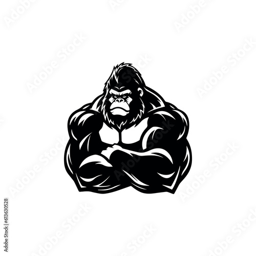 Gorilla bodybuilder - gorilla mascot logo design - vector illustration photo