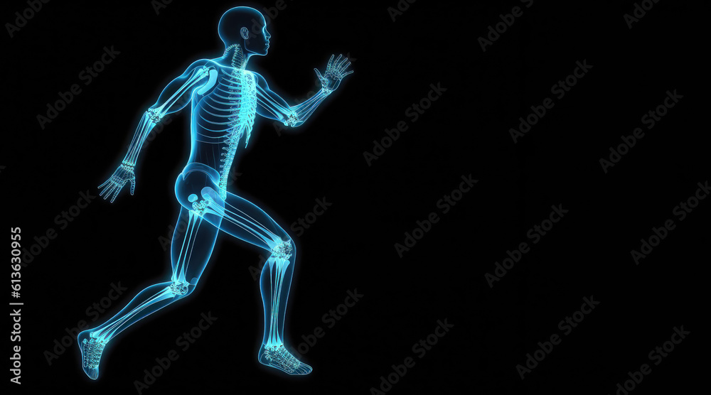X-ray image of human male man running in medical test (Generative AI)