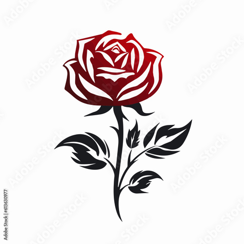 Black and White Rose Vector Illustration