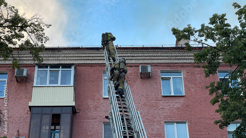 Fire in residential house photo