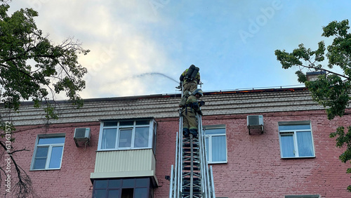Fire in residential house photo