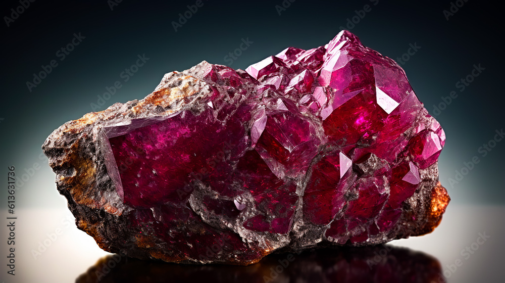 An uncut ruby crystal showcasing its natural rough. AI generated. An uncut ruby crystal showcasing its natural rough. AI generated.
