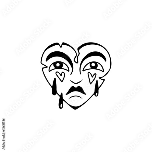 vector illustration of a crying heart