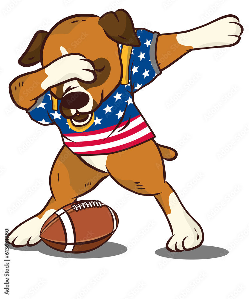 American Sports Flag Dabbing Dog Athlete Football