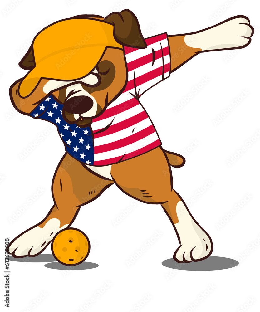 American Sports Flag Dabbing Dog Athlete Pickleball American Sports Flag Dabbing Dog Athlete Pickleball