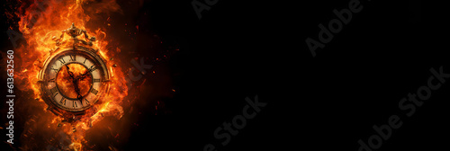 Obraz na płótnie Concept of time. Clock on fire exploding. Watch on fire. Generative AI. w salonie