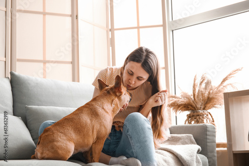 Young woman with cute Frenc...