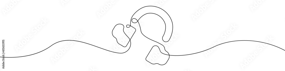 Headphone icon line continuous drawing vector. One line Headset icon vector background. Gaming headphones icon. Continuous outline of a Headphone icon. Headphone icon line continuous drawing vector. One line Headset icon vector background. Gaming headphones icon. Continuous outline of a Headphone icon.