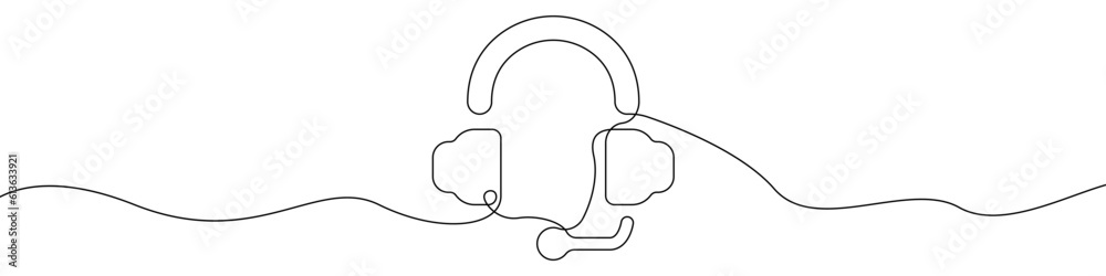Headphone icon line continuous drawing vector. One line Headset icon vector background. Gaming headphones icon. Continuous outline of a Headphone icon. Headphone icon line continuous drawing vector. One line Headset icon vector background. Gaming headphones icon. Continuous outline of a Headphone icon.