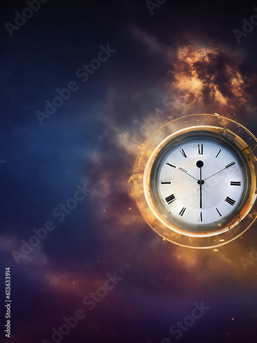 clock in space  time concept   generative ai