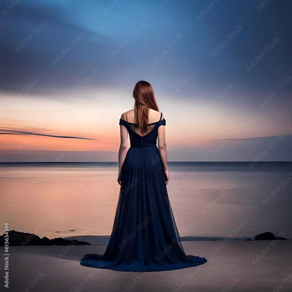 blue dress woman