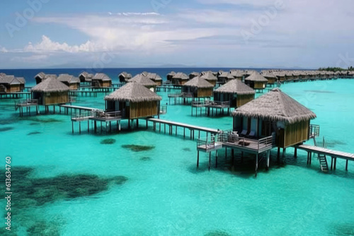 Overwater villas at the beach.