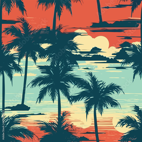Seamless Colorful Hawaii Palms Pattern. Seamless pattern of Hawaii Palms in colorful style. Add color to your digital project with our pattern!