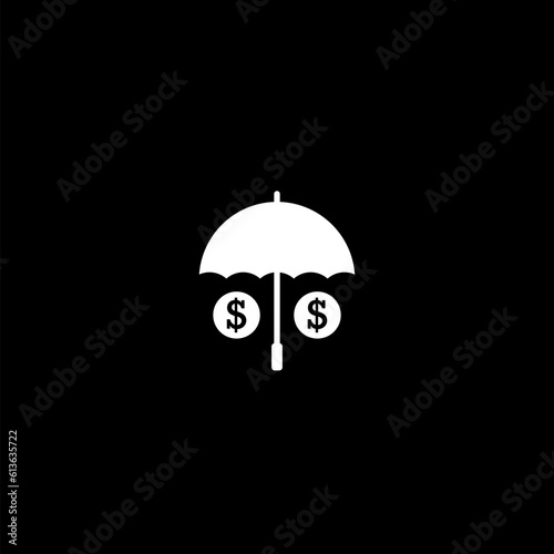 Secured money umbrella icon simple isolated on black background