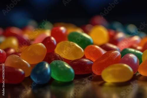 Jelly beans like gummy candy macro.