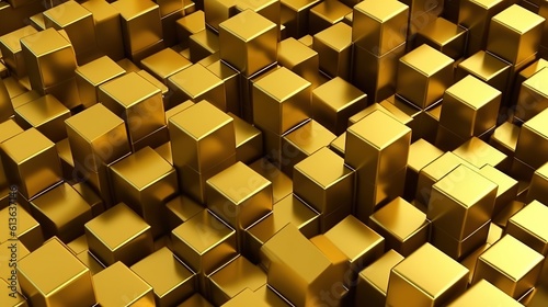 Gold  cubes seamless pattern Generative AI