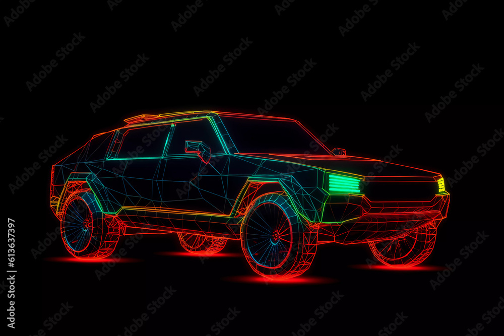 neon car siloulette