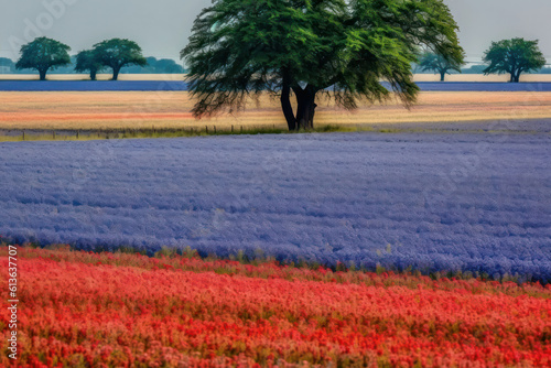 A breathtaking field of colorful wildflowers in full bloom, stretching as far as the eye can see, showcasing the vibrant beauty and diversity of nature