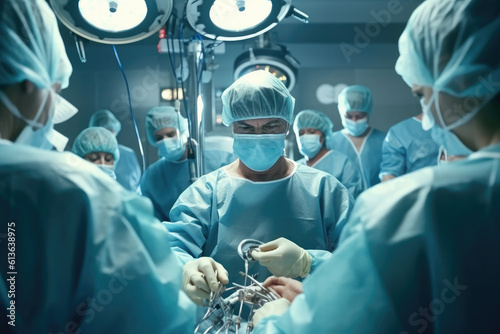 Doctor surgeon with medics team working in the operating room