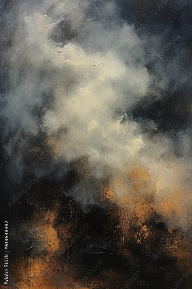 dark abstract art in black and gold, in the style of post-apocalyptic backdrops.Generative AI