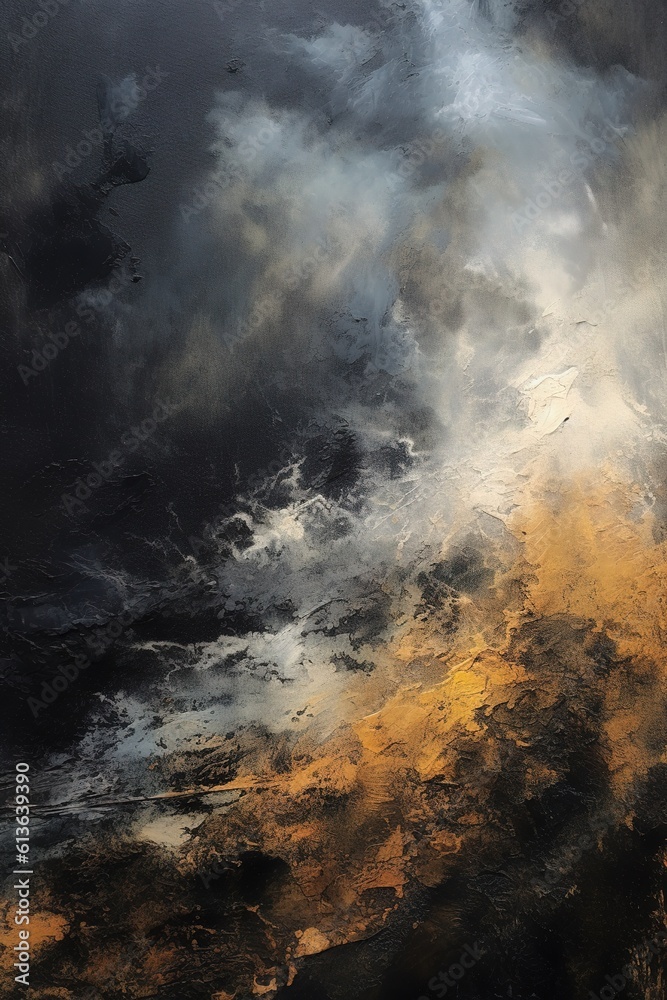 dark abstract art in black and gold, in the style of post-apocalyptic backdrops.Generative AI
