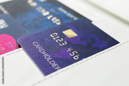 Wallet with credit cards on...