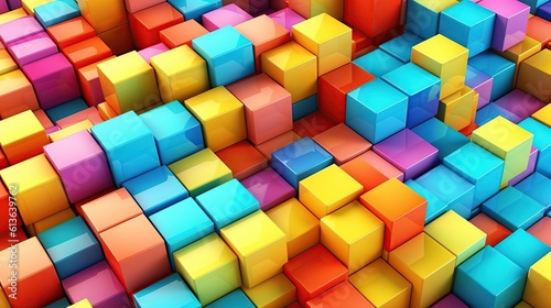 Photo isometric cubes seamless pattern 3d render cubes background Generative AI