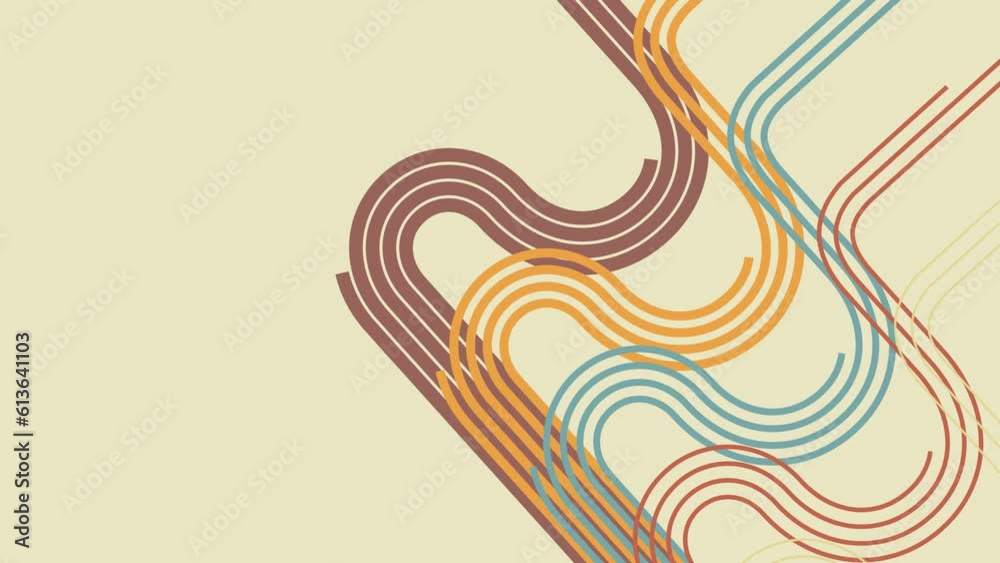 Retro 60s 70s geometric animation, vintage rainbow color lines. Groovy ...