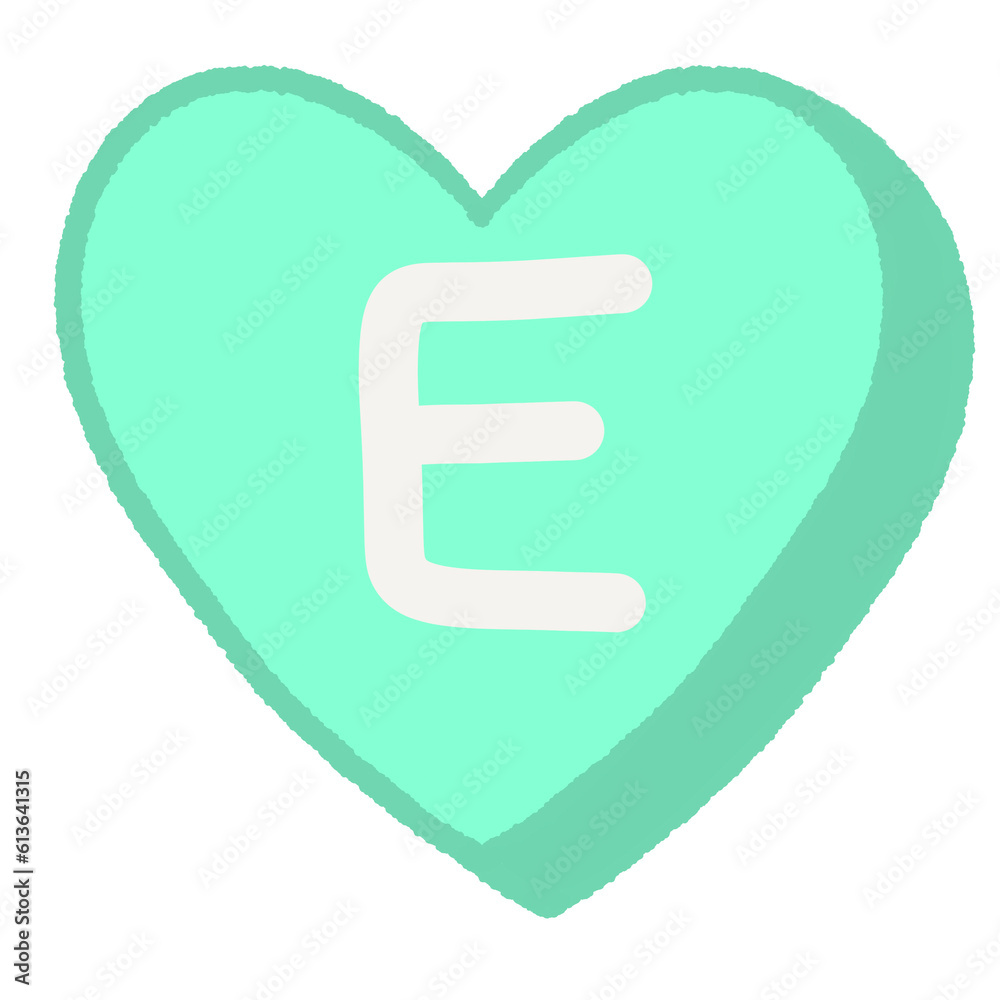 E Green Heart Alphabet