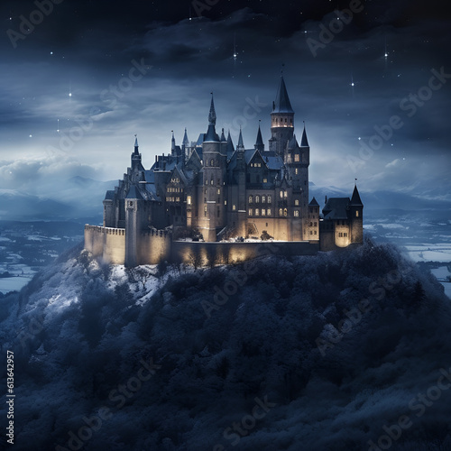 Hohenzollern_Castle_on_moonlight