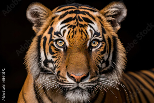 A close-up of a magnificent tiger  with piercing eyes and powerful presence  representing the beauty and strength of the animal kingdom